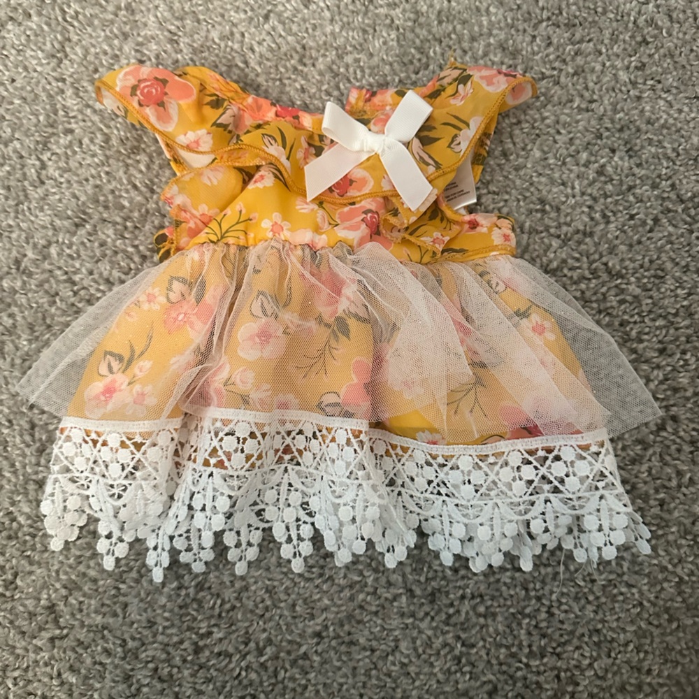Little Lass Yellow Floral Tea Dress with Bow perfect for photos